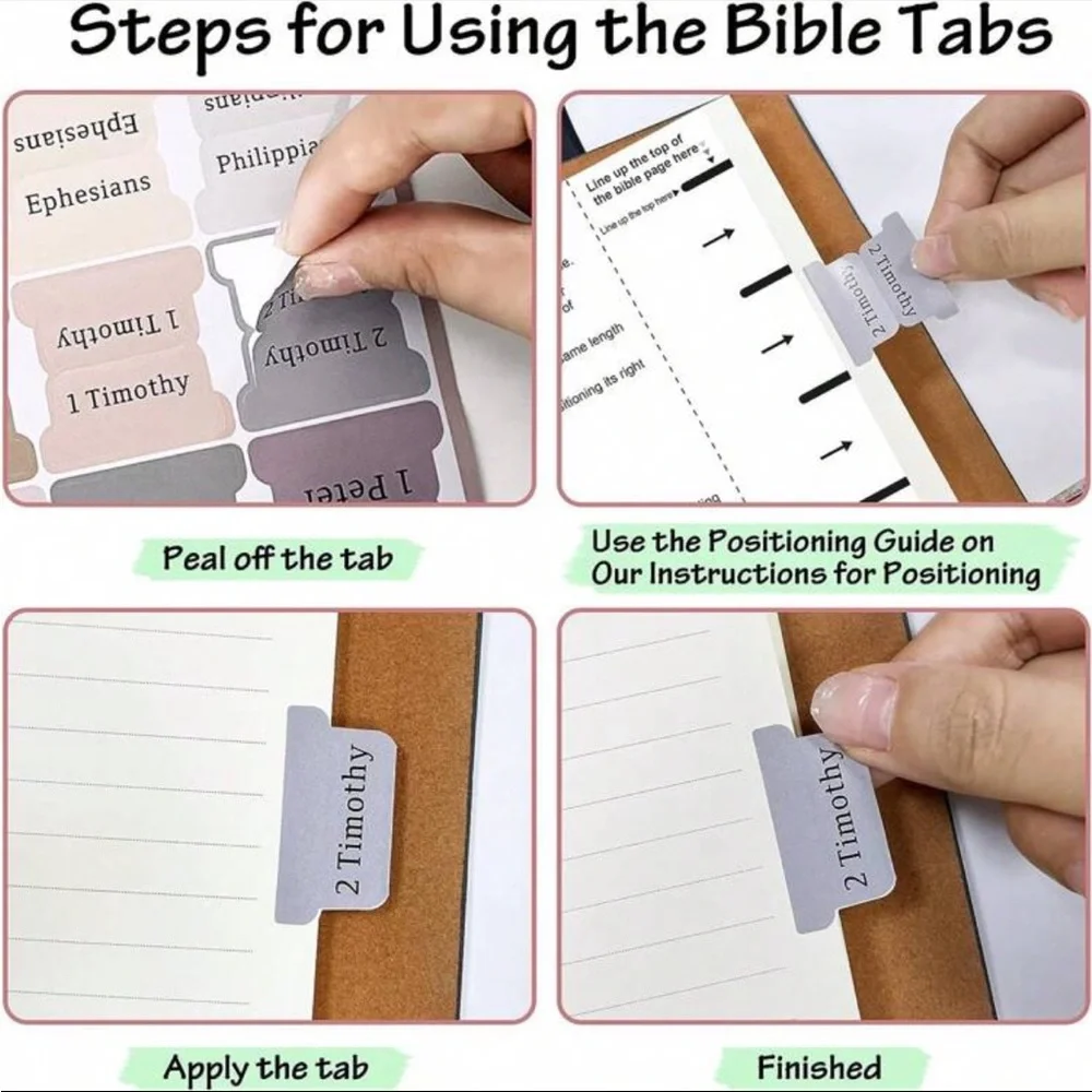 Bible Tabs Laminated pastel colors.